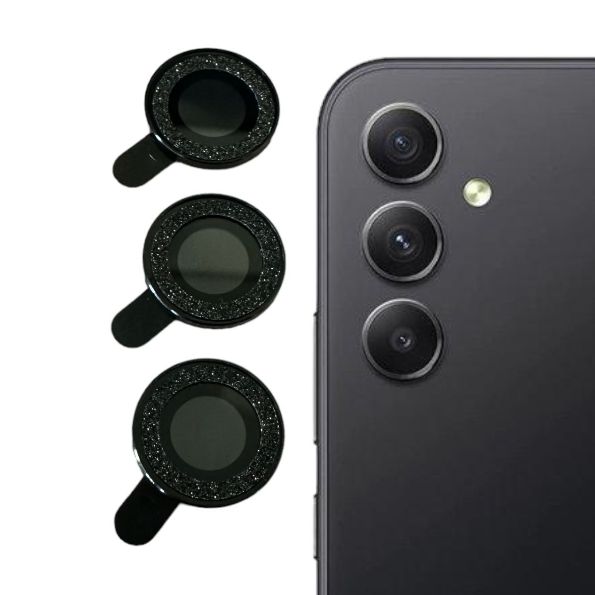 GENÉRICO PROTECTOR DE LENTES CÁMARA SAMSUNG A14 A34 5G NEGRO BRILLANTE