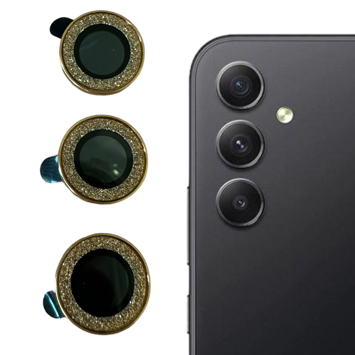 GENÉRICO PROTECTOR DE LENTES CÁMARA SAMSUNG A14 A34 5G DORADO BRILLANTE