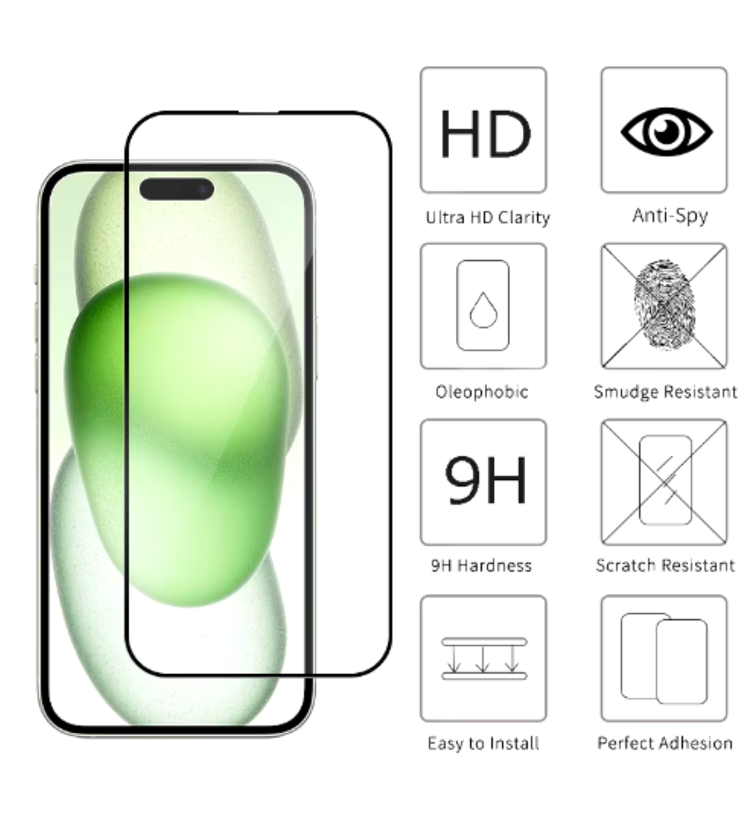 MICA LÁMINA VIDRIO TEMPLADO COMPLETA PARA IPHONE 16 PRO - 2