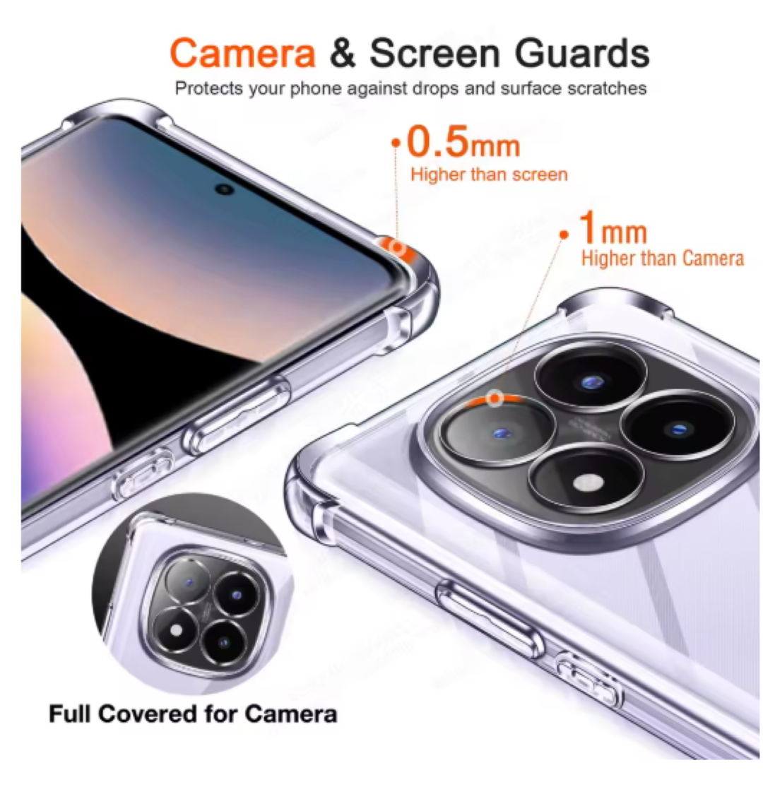 CARCASA PARA XIAOMI NOTE 14 PRO 5G TRANSPARENTE REFORZADA - 5