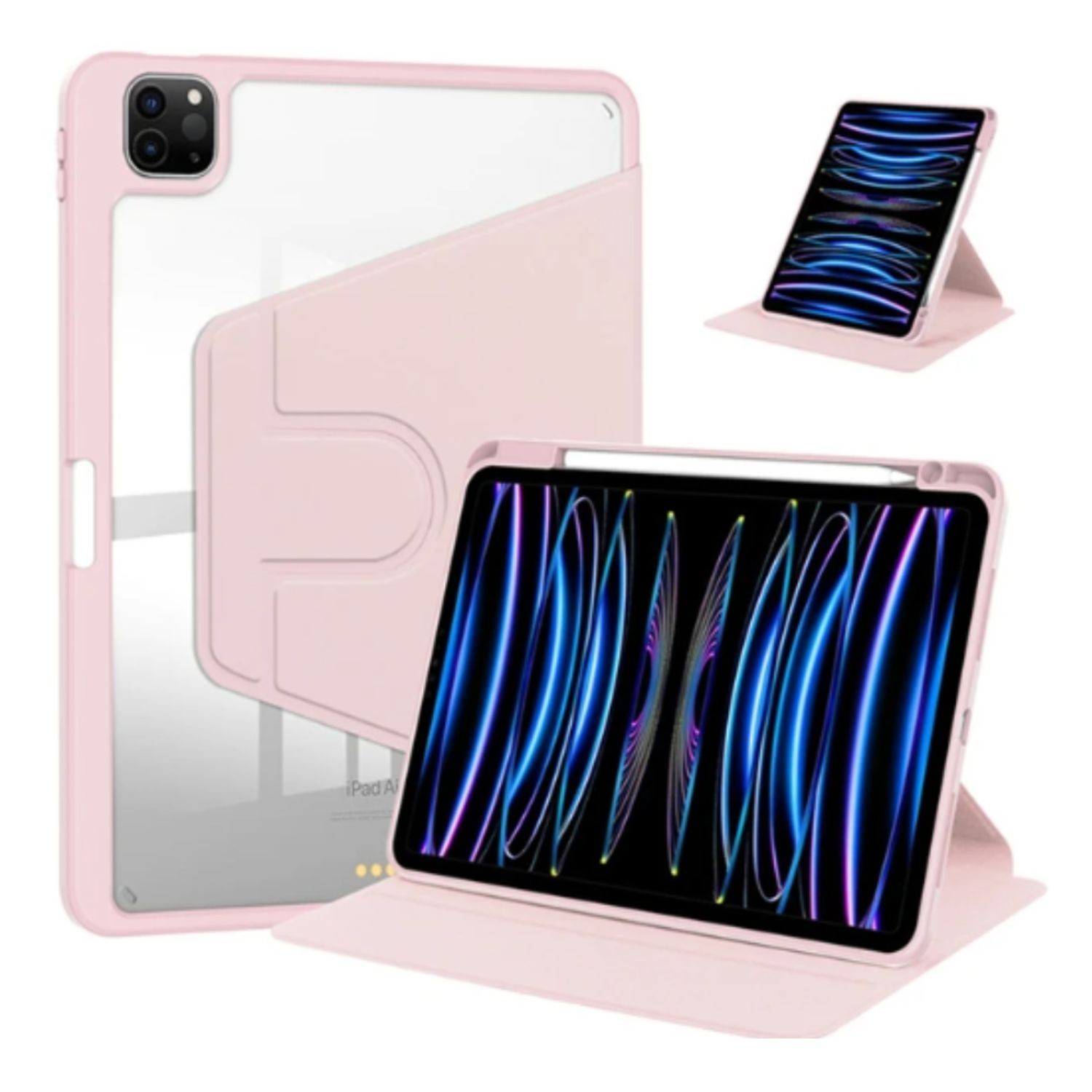 CARCASA SMART COVER CLEAR 360 PARA IPAD AIR 13 M2 2024 ROSADO - 1
