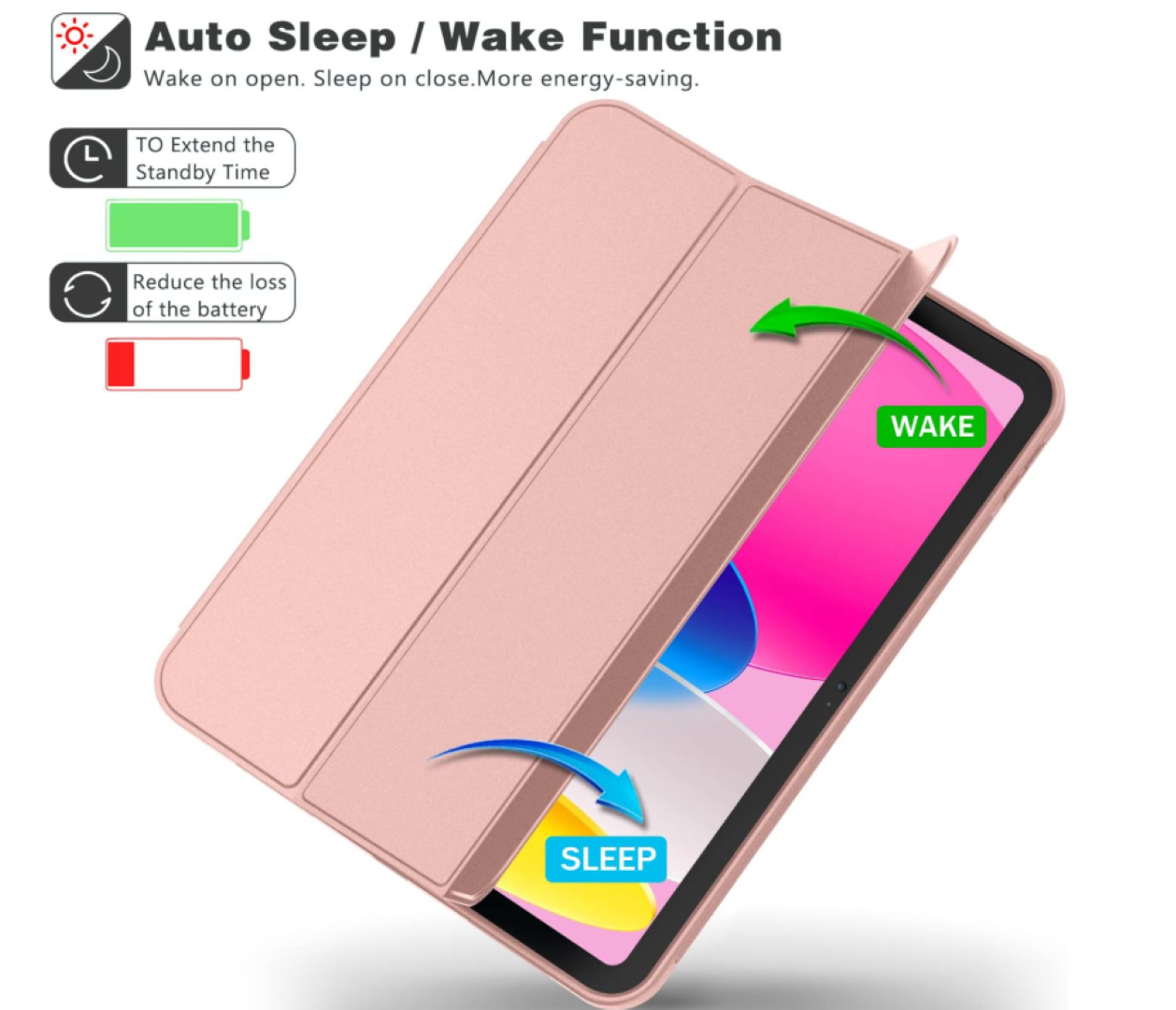 CARCASA SMART COVER RANURA PARA IPAD A16 11TH 2025 ROSADO - 4