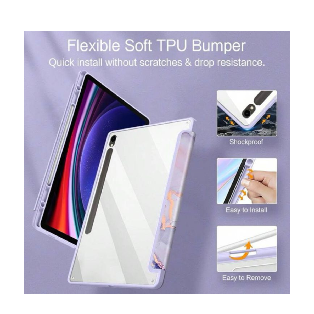 FUNDA SMART COVER CLEAR MARMOL PARA IPAD AIR 11 M3 2025 LILA - 3