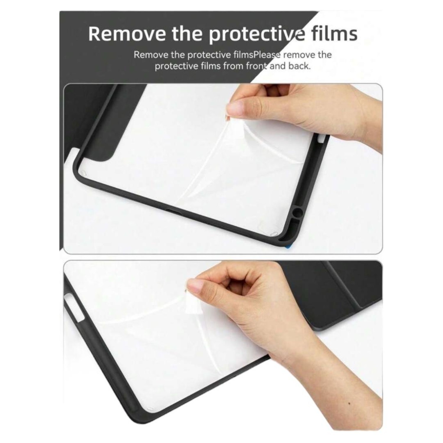 CARCASA SMART COVER CLEAR PARA IPAD AIR 6 11 M2 2024 NEGRO - 6