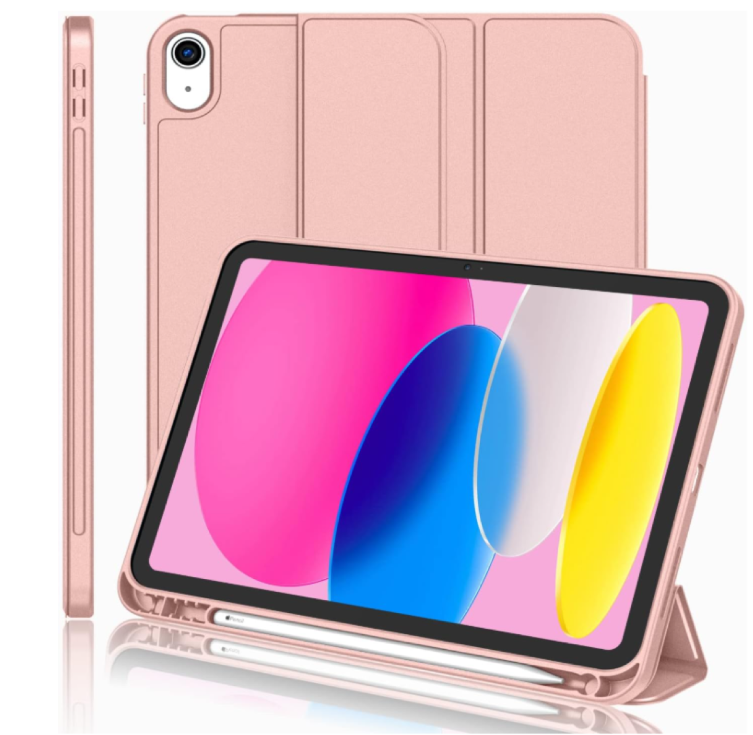 CARCASA SMART COVER PARA IPAD A16 11TH 2025 ROSADO + MICA - 2