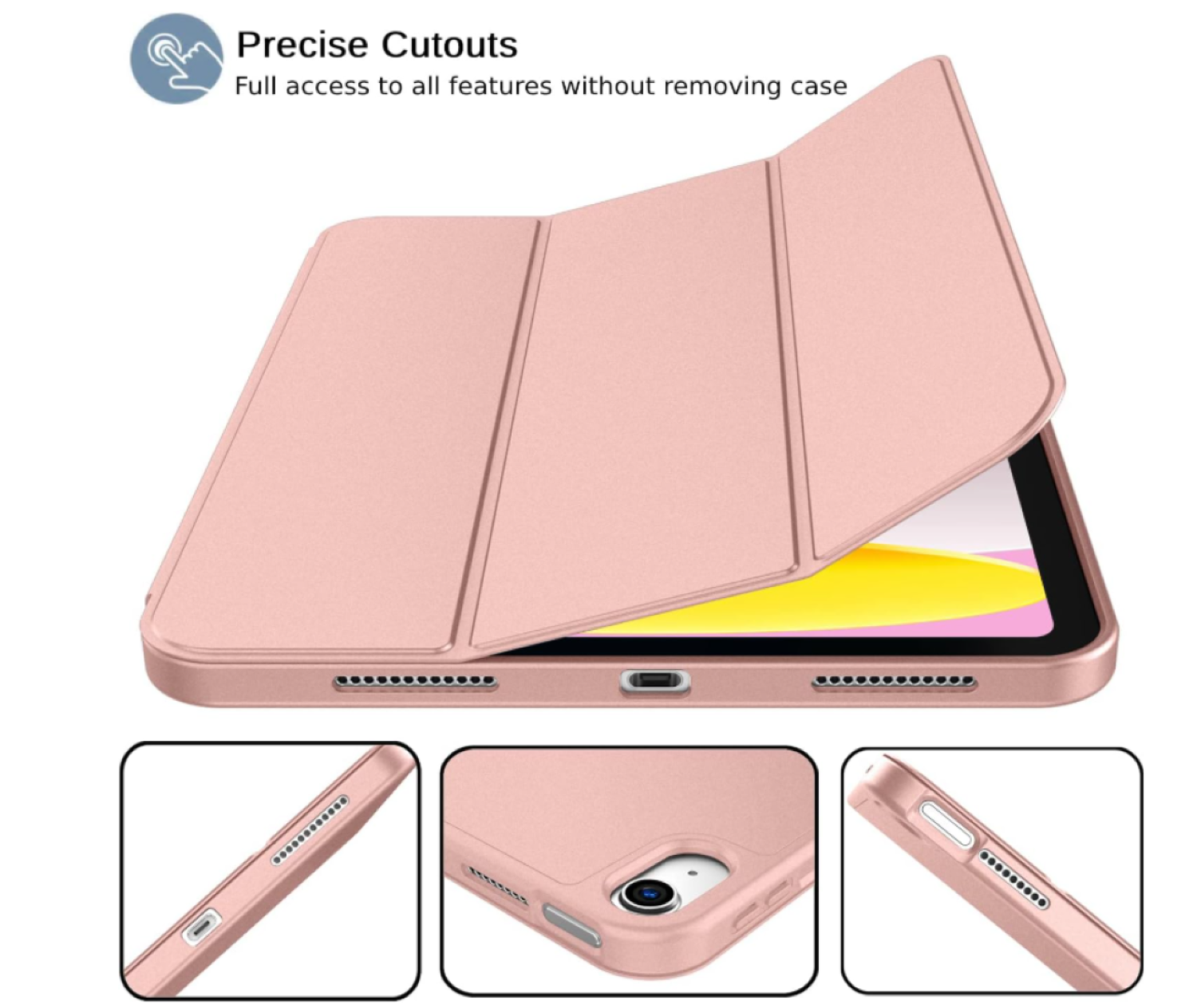 CARCASA SMART COVER PARA IPAD A16 11TH 2025 ROSADO + MICA - 3