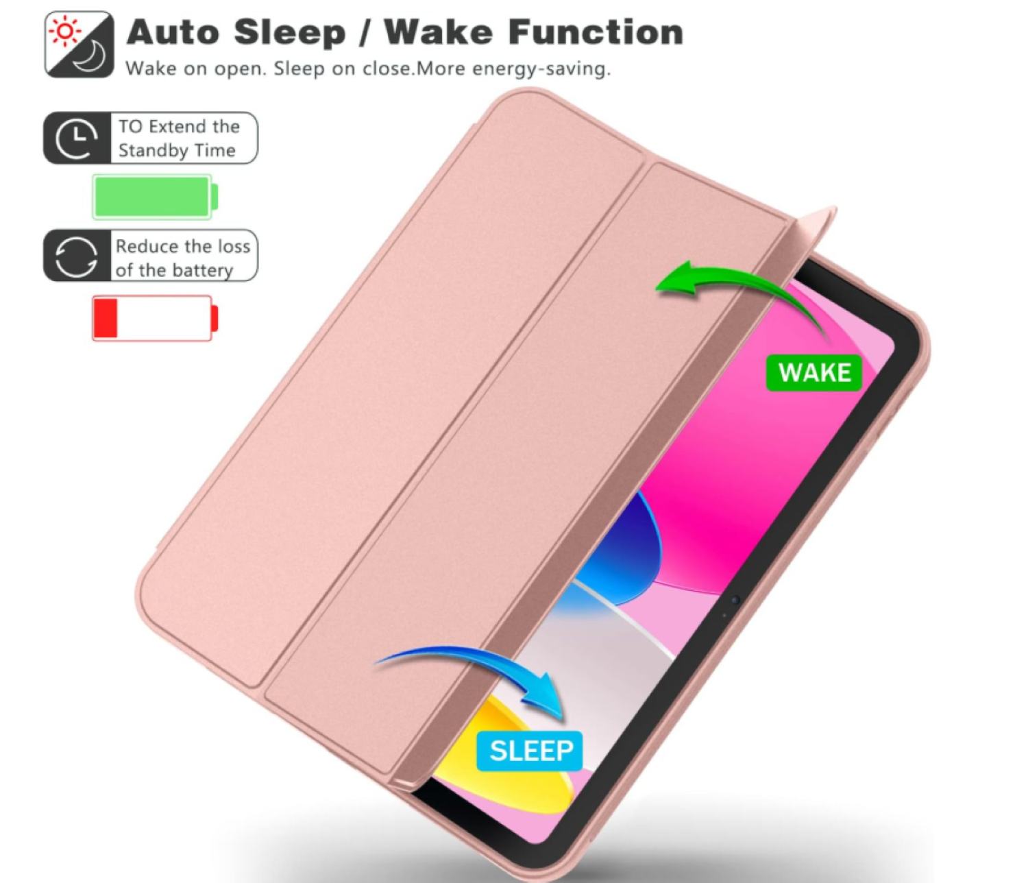 CARCASA SMART COVER PARA IPAD A16 11TH 2025 ROSADO + MICA - 4
