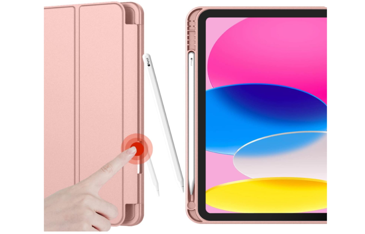 CARCASA SMART COVER PARA IPAD A16 11TH 2025 ROSADO + MICA - 5