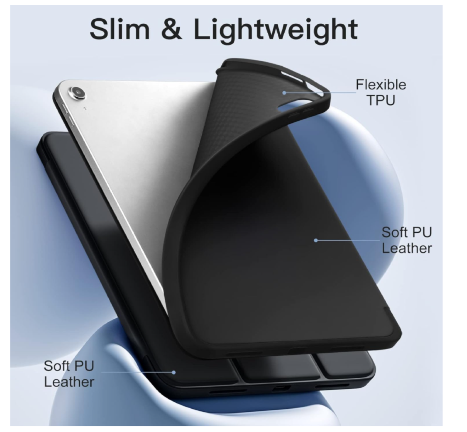 CARCASA SMART COVER PARA IPAD A16 11TH 2025 NEGRO + MICA - 4
