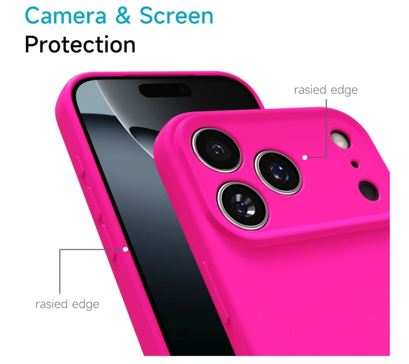 CARCASA FUNDA PARA IPHONE 17 PRO MAX SILICONA FUCSIA - 5
