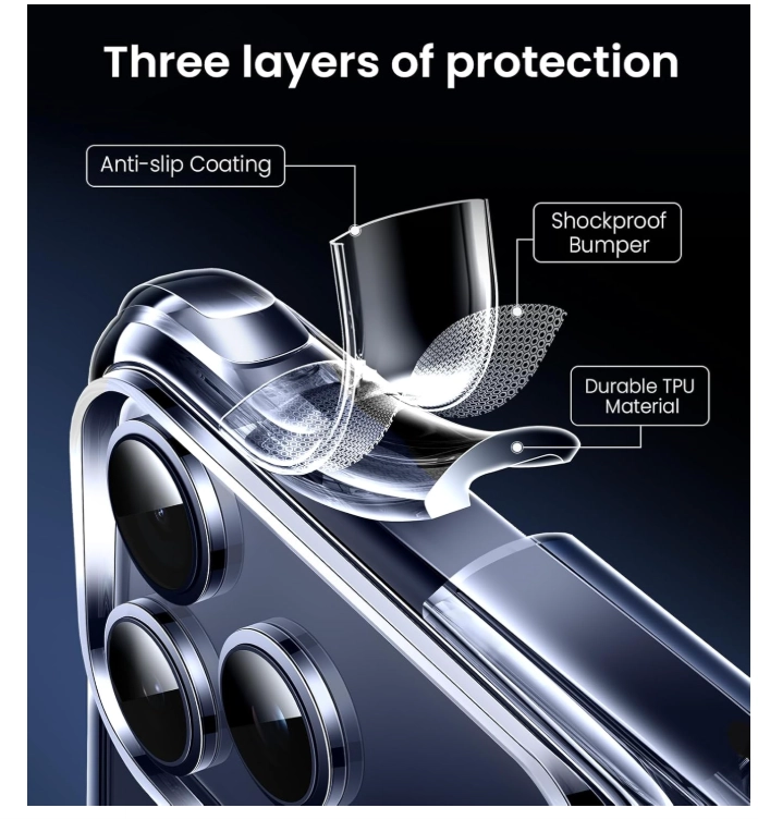 CARCASA PARA IPHONE 17 PRO MAX TRANSPARENTE REFORZADA + MICA - 5