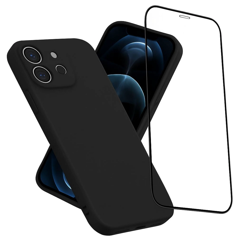 GENÉRICO CARCASA FUNDA PARA IPHONE 17 PRO  SILICONA NEGRO + MICA
