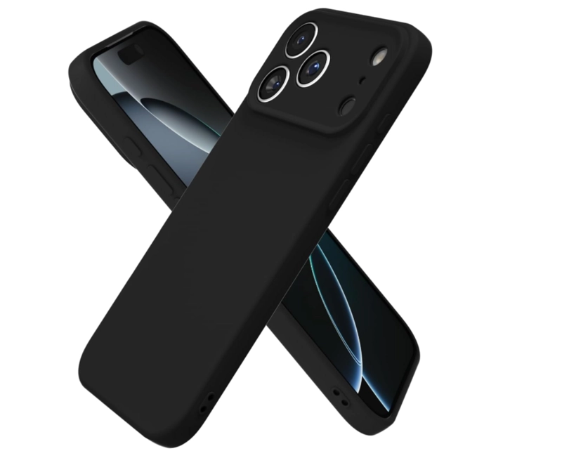 CARCASA FUNDA PARA IPHONE 17 PRO  SILICONA NEGRO + MICA - 3