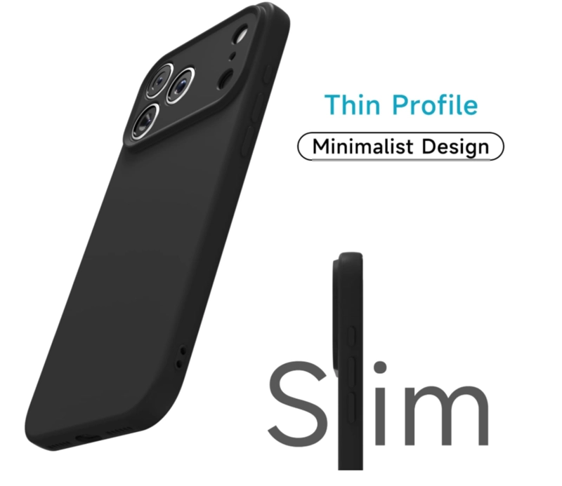 CARCASA FUNDA PARA IPHONE 17 PRO  SILICONA NEGRO + MICA - 4