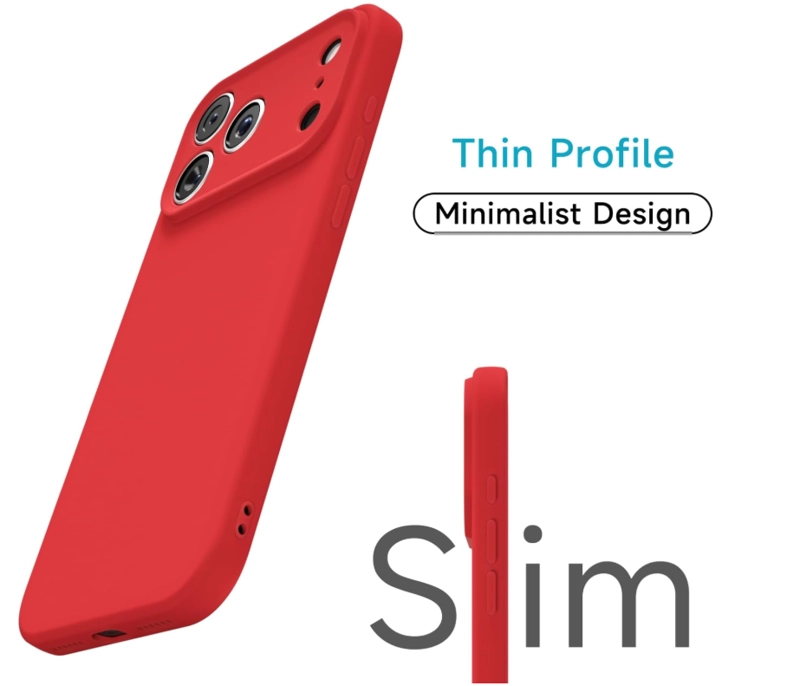 CARCASA FUNDA PARA IPHONE 17 PRO SILICONA ROJO + MICA - 3