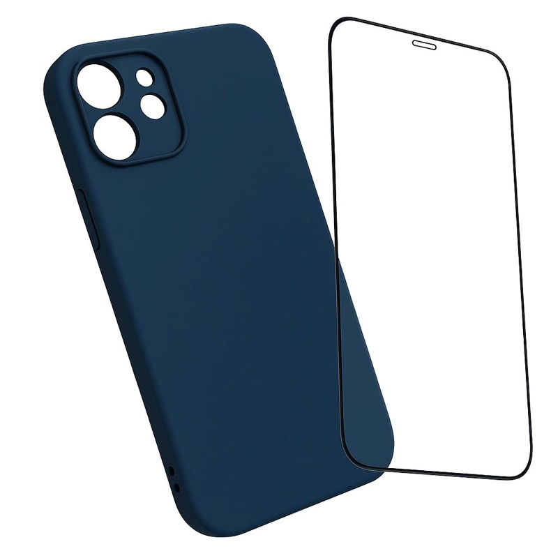 CARCASA FUNDA PARA IPHONE 17 PRO MAX SILICONA AZUL + MICA - 2