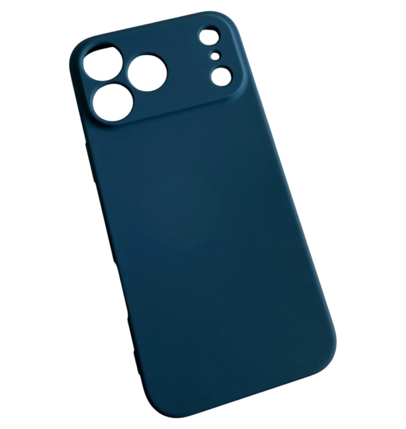 CARCASA FUNDA PARA IPHONE 17 PRO MAX SILICONA AZUL + MICA - 3