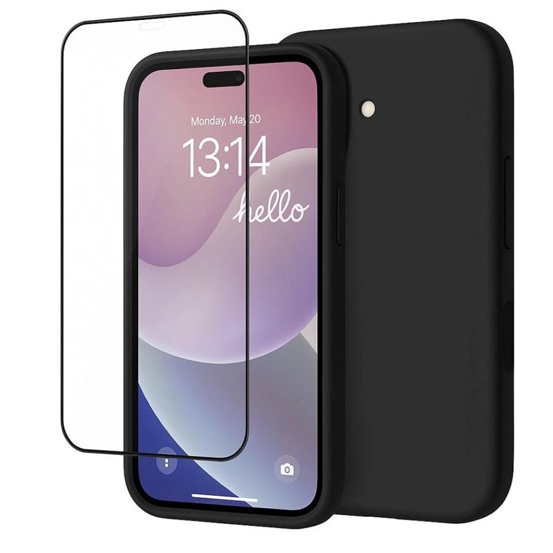 GENÉRICO CARCASA FUNDA PARA IPHONE 17 SILICONA NEGRO + MICA