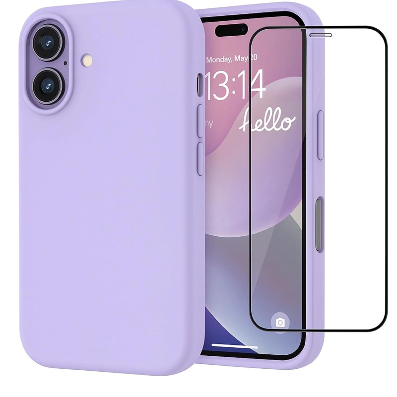 CARCASA FUNDA PARA IPHONE 17 SILICONA VIOLETA + MICA - 1