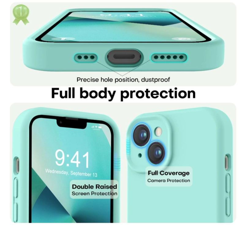 CARCASA FUNDA PARA IPHONE 17 SILICONA TURQUESA + MICA - 5