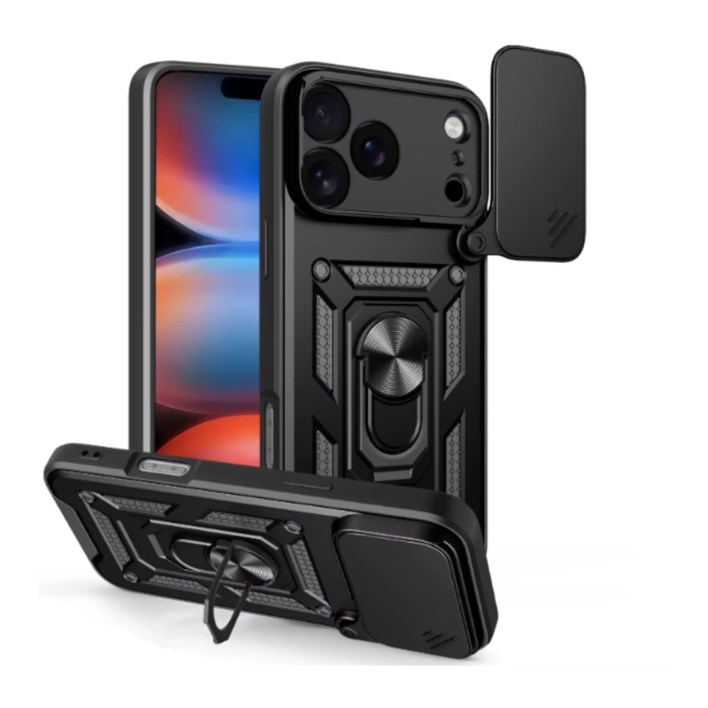 CARCASA PARA IPHONE 17 ANTI GOLPES ANILLO NEGRO - 1