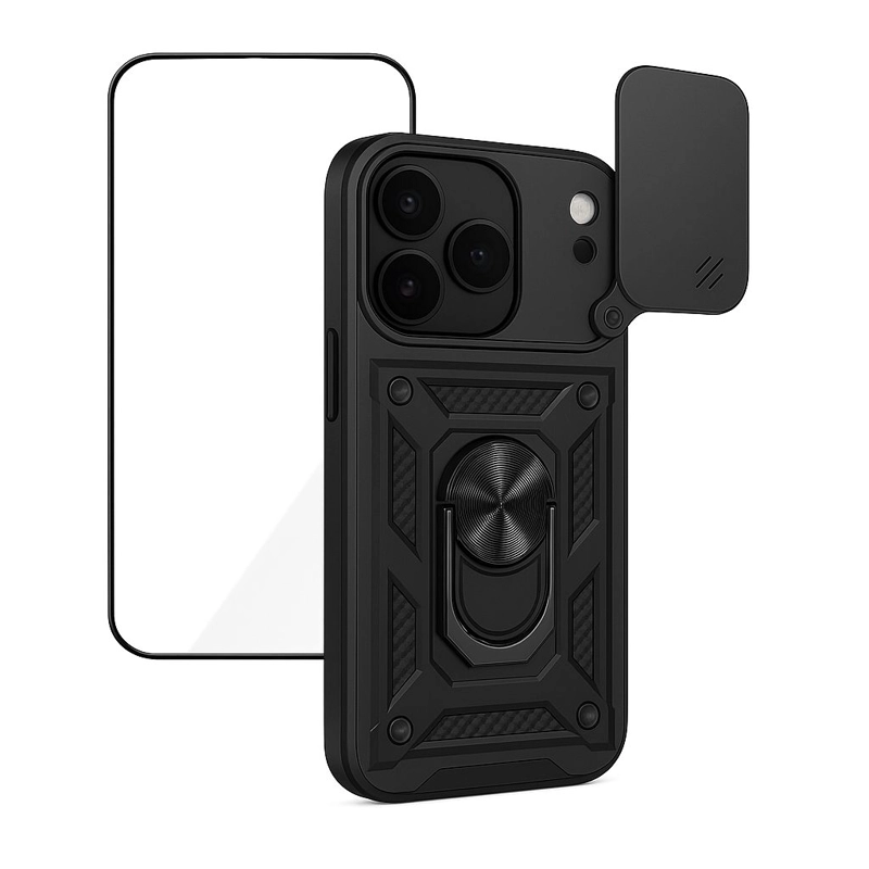 GENÉRICO CARCASA PARA IPHONE 17 ANTI GOLPES ANILLO NEGRO + MICA