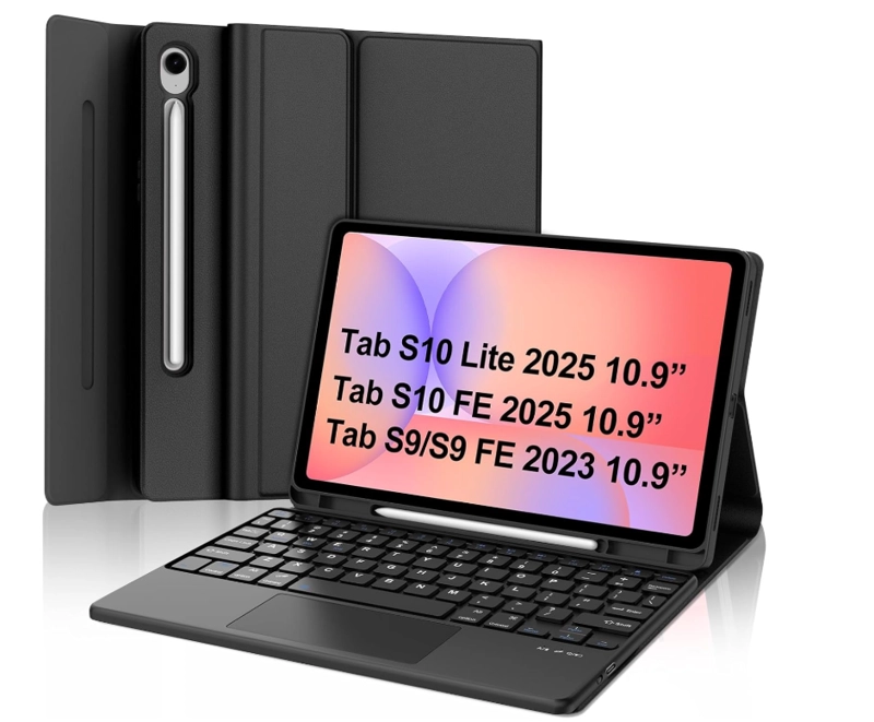 FUNDA CON TECLADO TOUCHPAD NEGRO PARA TABLET S10 LITE - 1