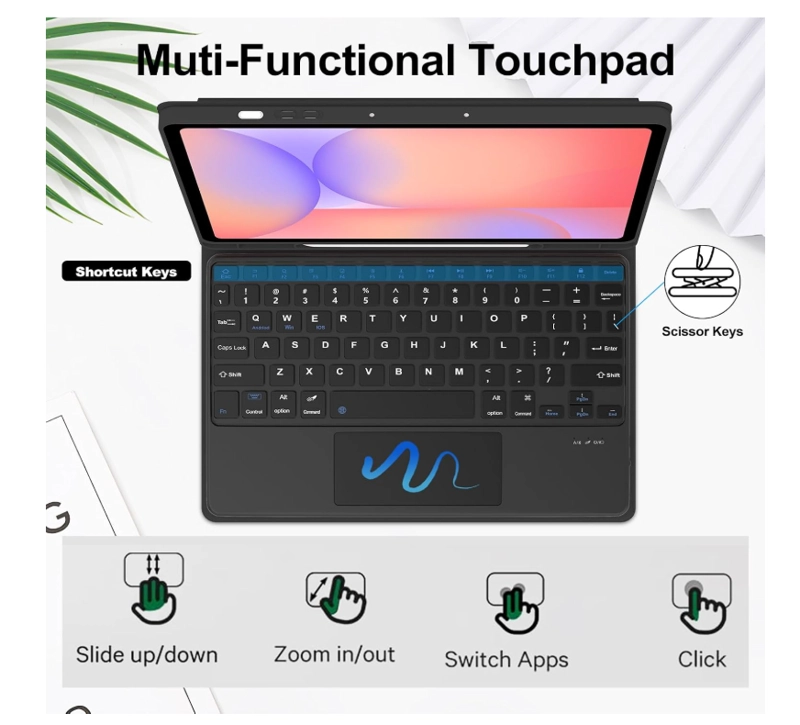 FUNDA CON TECLADO TOUCHPAD NEGRO PARA TABLET S10 LITE - 4