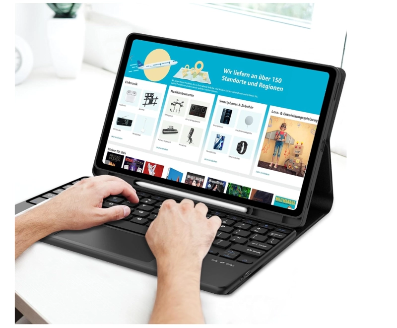 FUNDA CON TECLADO TOUCHPAD NEGRO PARA TABLET S10 LITE - 5