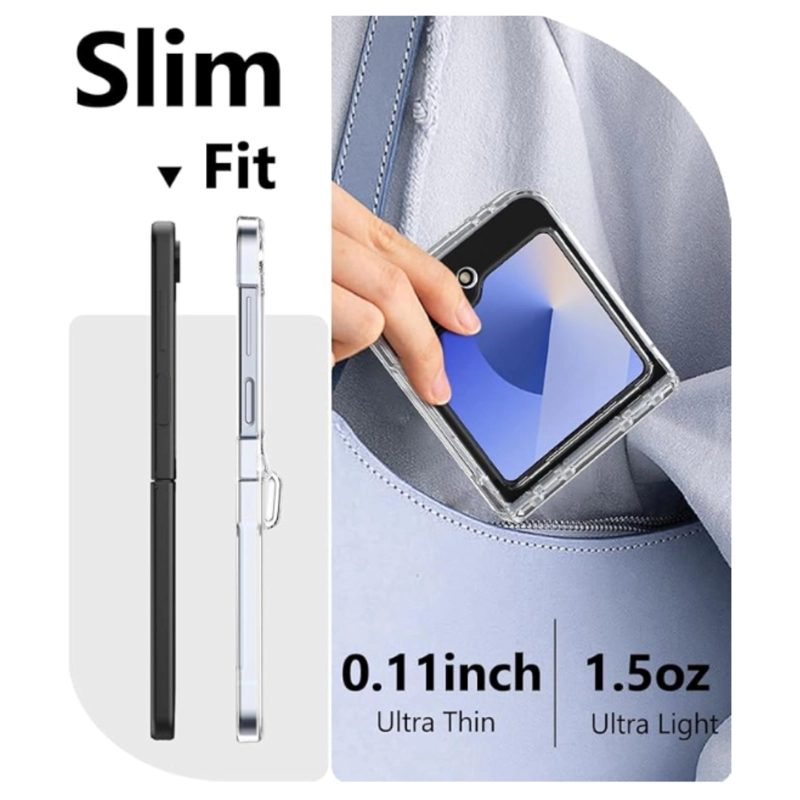 CARCASA PARA SAMSUNG Z FLIP 7 FE TRANSPARENTE CON BISAGRA - 2