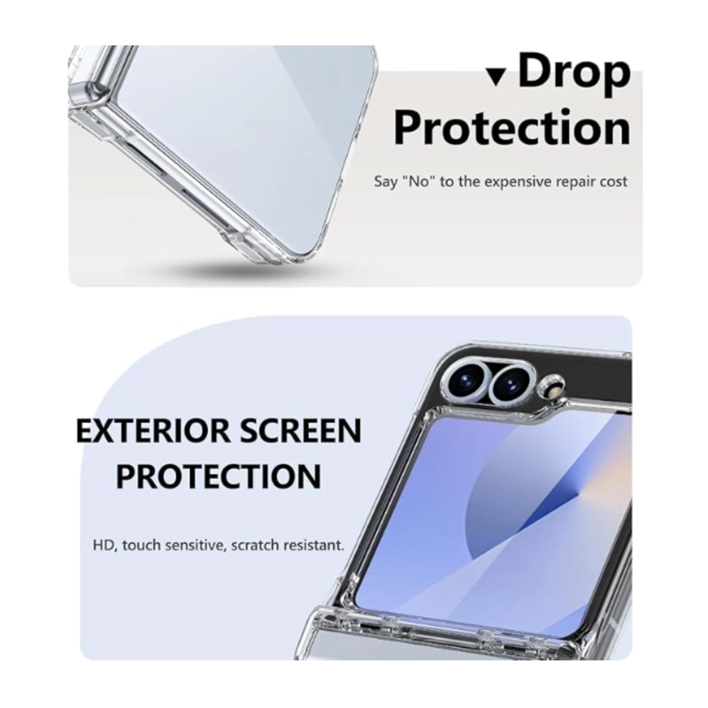 CARCASA PARA SAMSUNG Z FLIP 7 FE TRANSPARENTE CON BISAGRA - 3