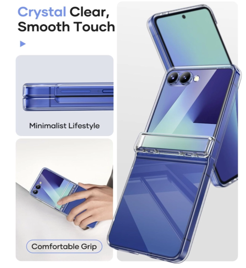 CARCASA PARA SAMSUNG Z FLIP 7 TRANSPARENTE CON BISAGRA - 2