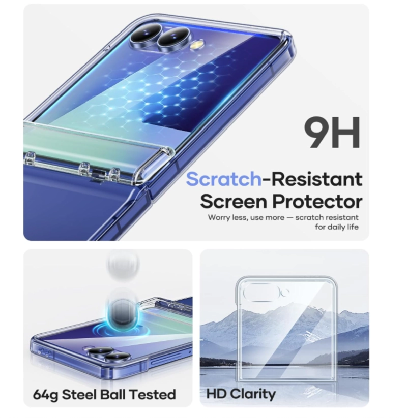 CARCASA PARA SAMSUNG Z FLIP 7 TRANSPARENTE CON BISAGRA - 5