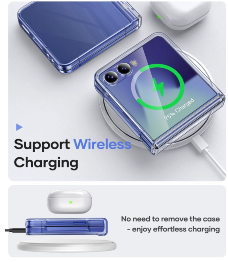 CARCASA PARA SAMSUNG Z FLIP 7 TRANSPARENTE CON BISAGRA - 6