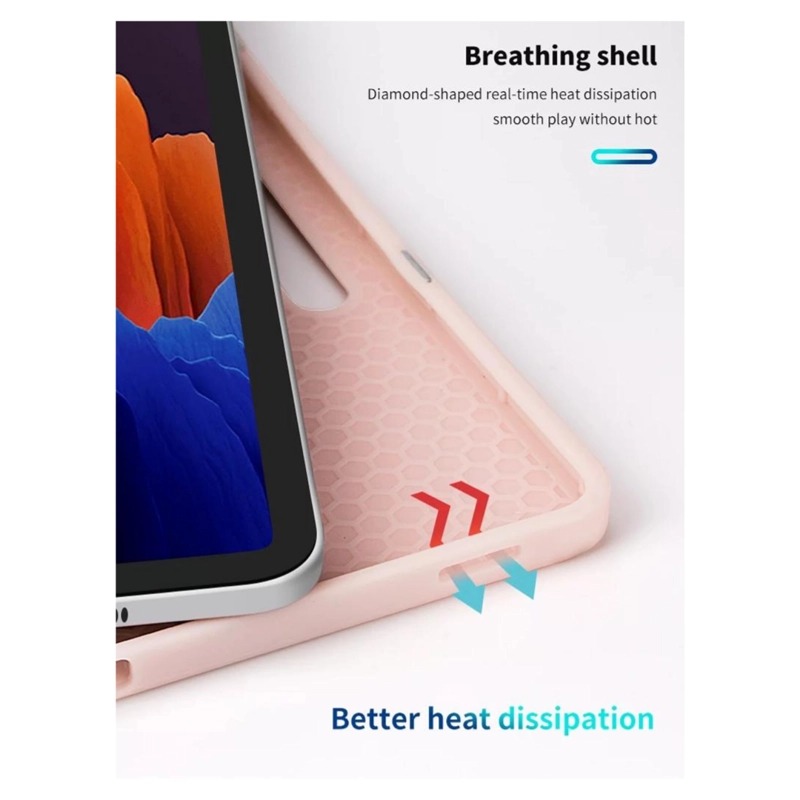 FUNDA CARCASA SMART COVER CON RANURA PARA SAMSUNG TAB S10 LITE ROSADO - 2