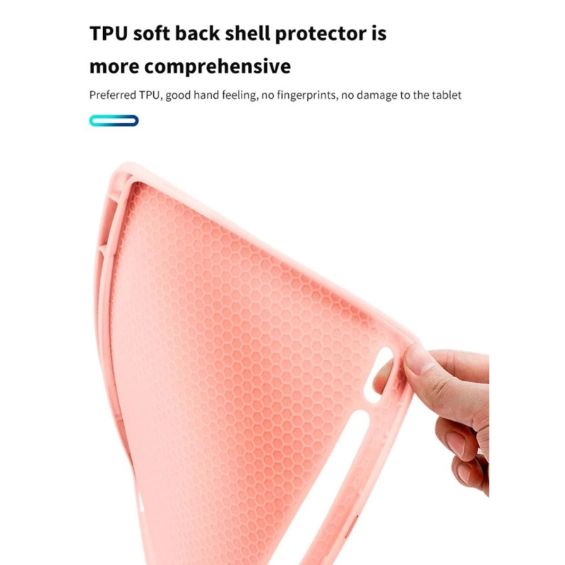 FUNDA CARCASA SMART COVER CON RANURA PARA SAMSUNG TAB S10 LITE ROSADO - 4