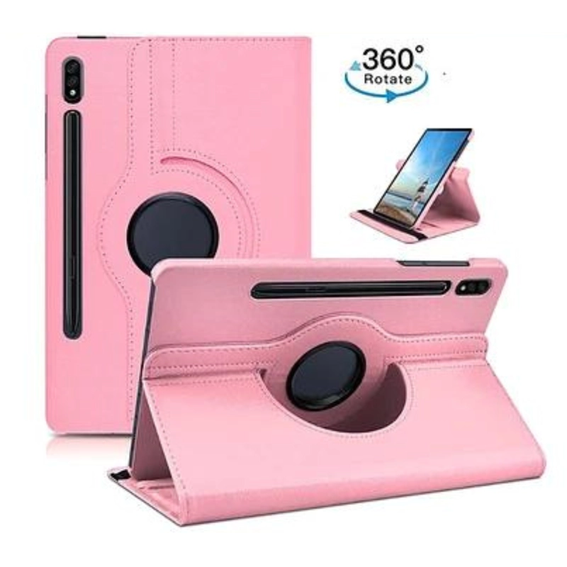 CARCASA FUNDA GIRATORIA PARA TABLET SAMSUNG S10 LITE ROSADO + VIDRIO - 5