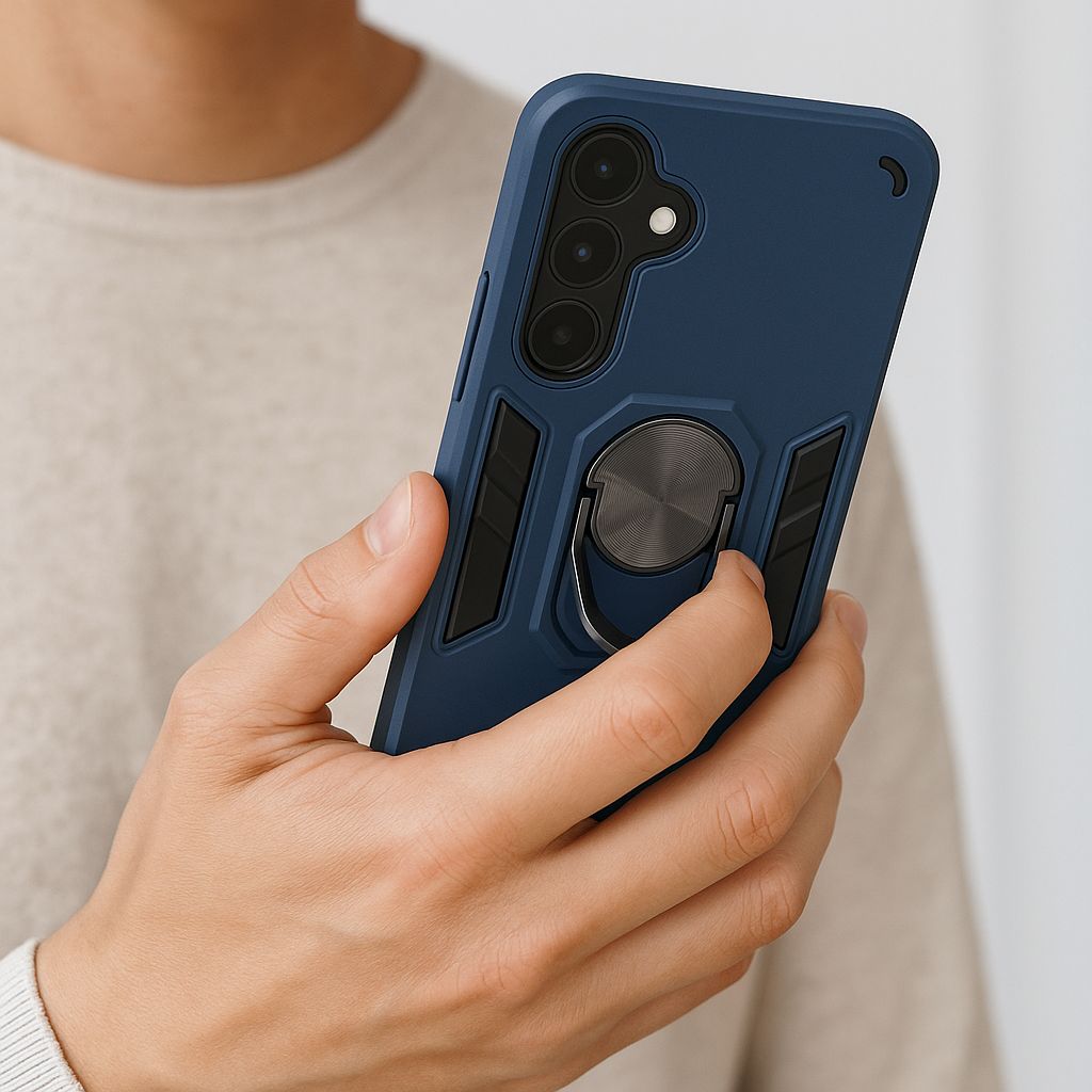 CARCASA PARA SAMSUNG A17 5G ANTI GOLPES ANILLO AZUL - 3
