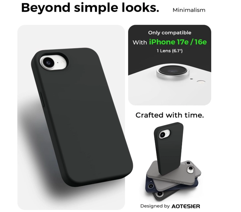 CARCASA FUNDA PARA IPHONE 16E/ 17E SILICONA NEGRO - 4