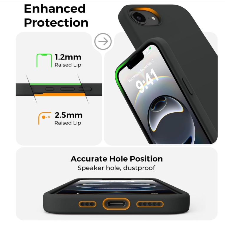 CARCASA FUNDA PARA IPHONE 16E/ 17E SILICONA NEGRO - 6