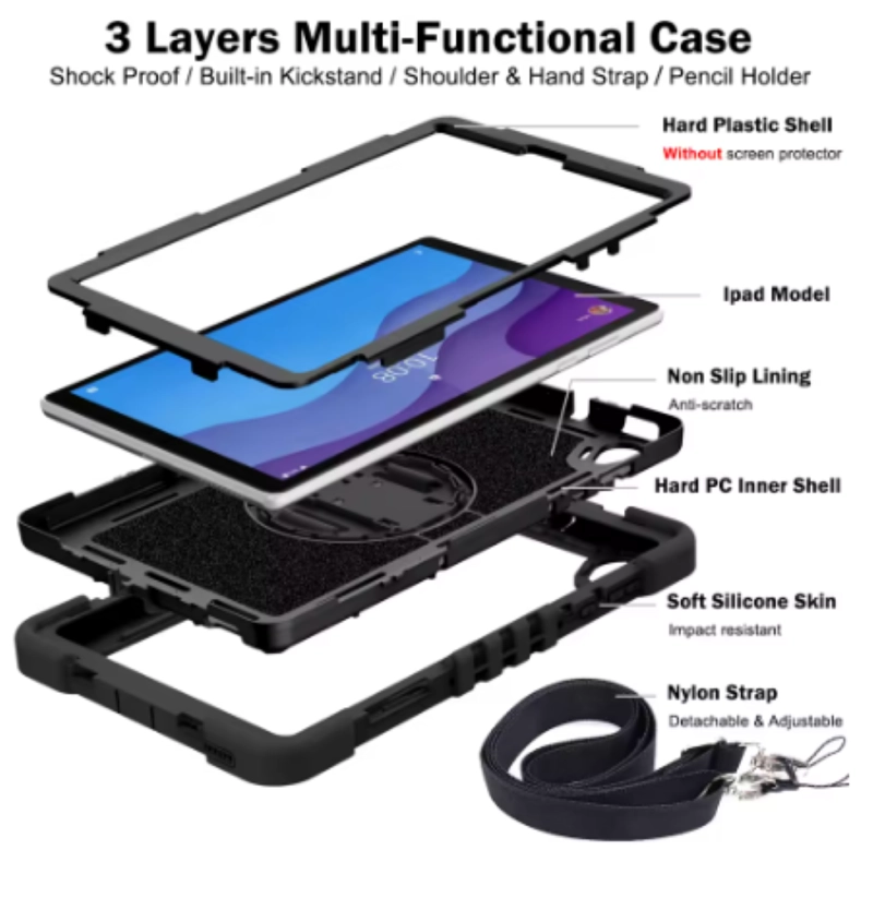 FUNDA CARCASA ANTIGOLPES 360 PARA IPAD AIR 11 M2 CON CORREA - 4