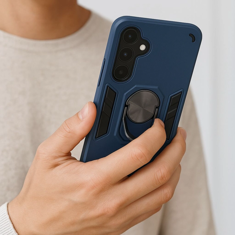 CARCASA PARA SAMSUNG A37 5G ANTI GOLPES ANILLO AZUL - 3
