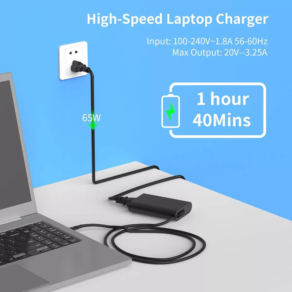CARGADOR PARA NOTEBOOK DELL USB TIPO C 65W 20V 3.25A NUEVO - 5