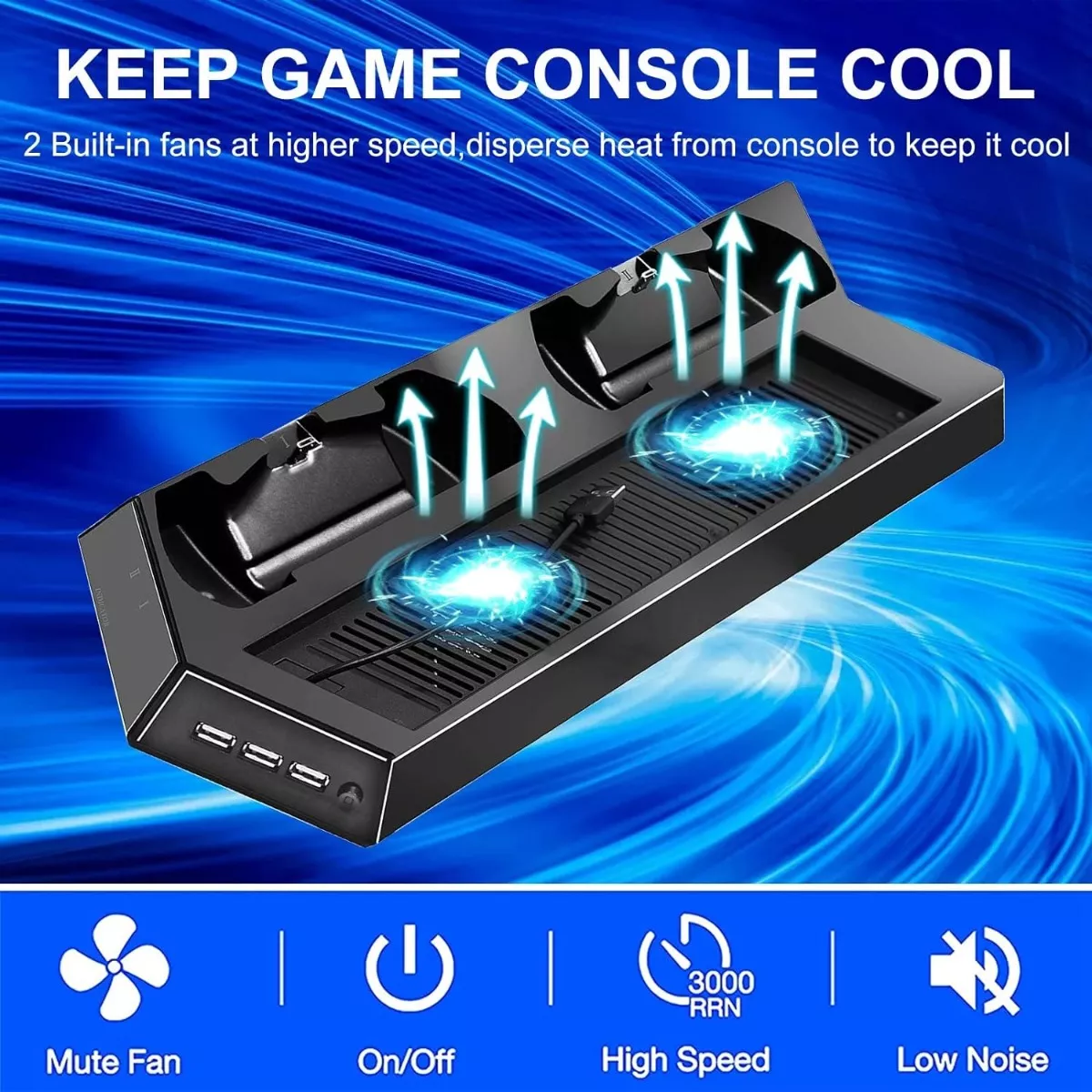SOPORTE BASE COOLER VERTICAL DOBE SERIES PARA PS4, SLIM PRO - 4