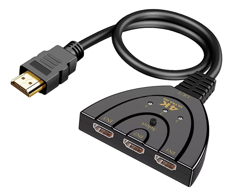 SWITCH HUB MULTIPLICADOR HDMI 4K 3 EN 1 SALIDA RESISTENTE - 1