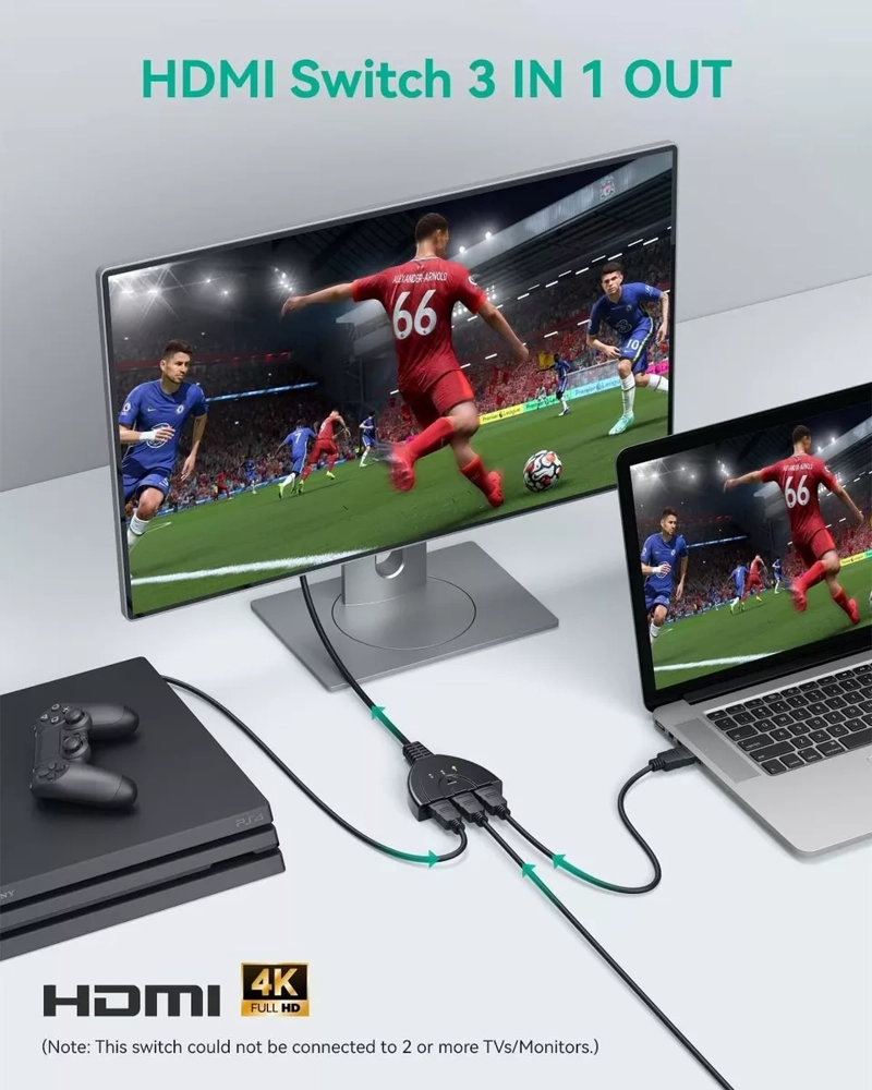 SWITCH HUB MULTIPLICADOR HDMI 4K 3 EN 1 SALIDA RESISTENTE - 2