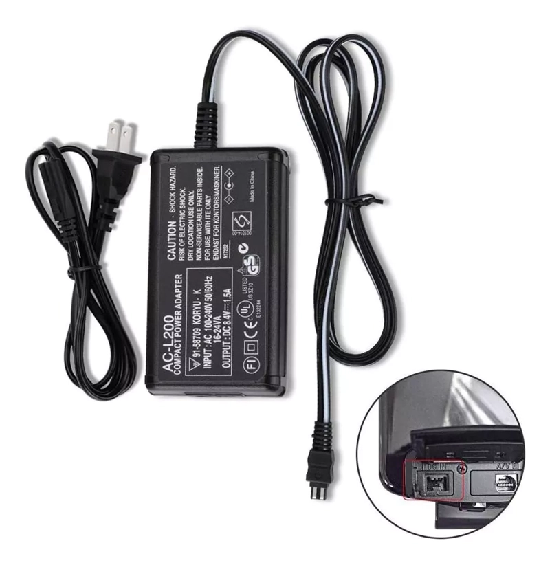 CARGADOR PARA CAMARA HANDYCAM SONY HANDYCAM DCR-SX40 AC-L200 - 5