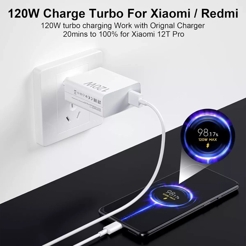 CARGADOR TURBO (120W) + CABLE 6A PARA XIAOMI 10T, 11T, 12T - 4