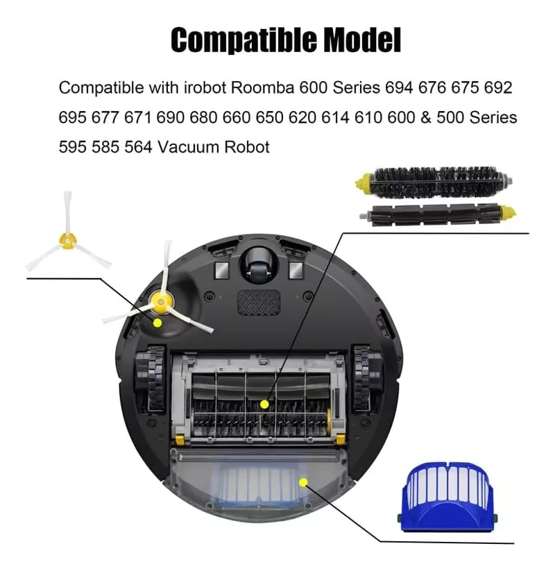 KIT DE FILTROS + RODILLOS + CEPILLOS PARA IROBOT ROOMBA 600 - 2