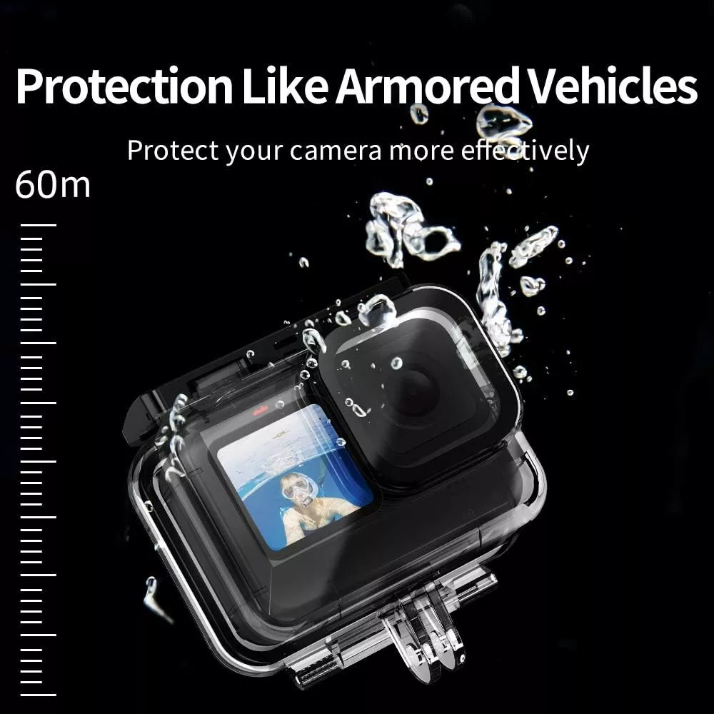 CARCASA SUMERGIBLE IMPERMEABLE PARA GOPRO HERO 12 11 10(45M) - 2